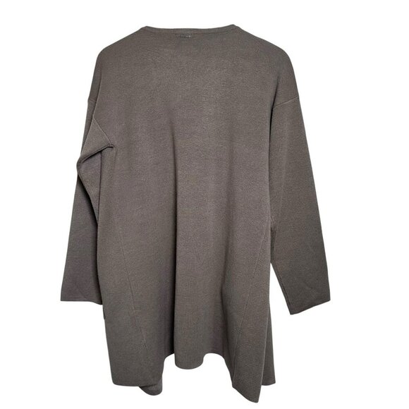 Sioni Large Open Front Longline Soft Cardigan Brown Cozy Minimalist Cotton - Picture 2 of 12